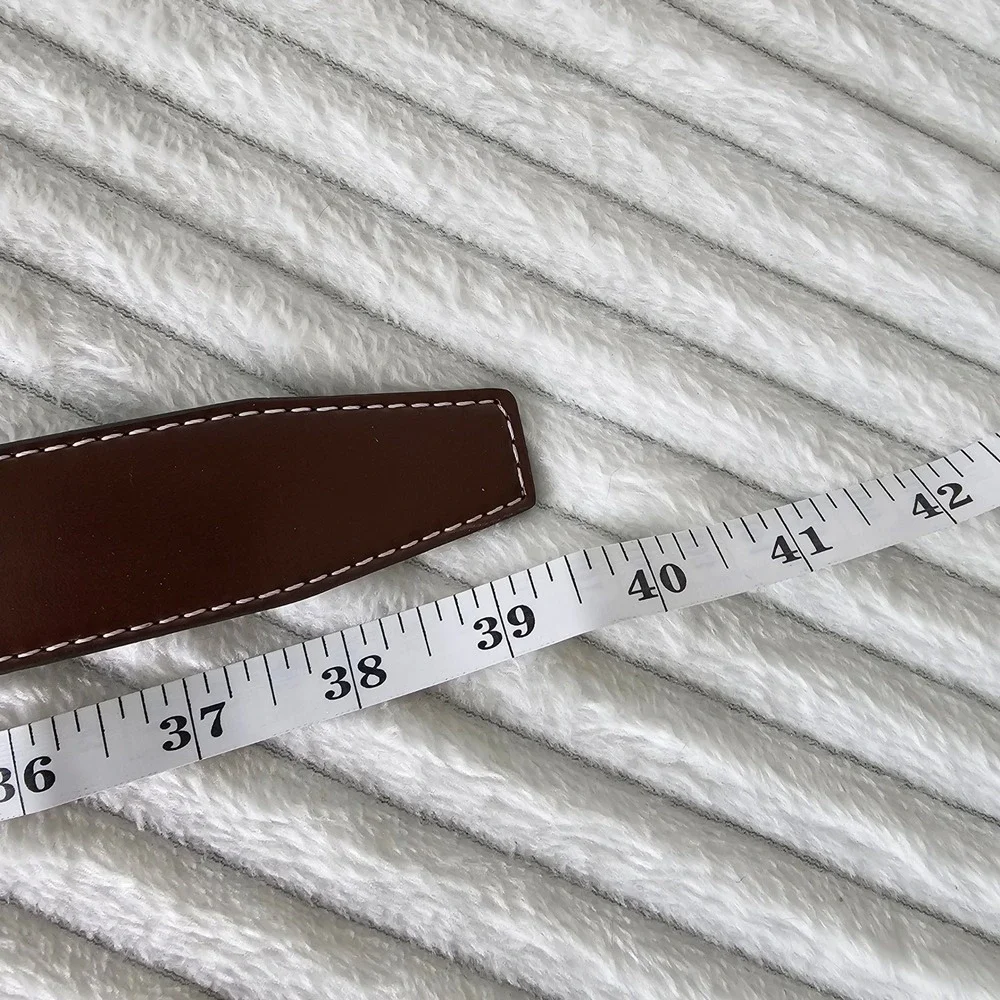 Chaoren Mens Reversible Stitched Leather Belt 34 Brown Classic Professional